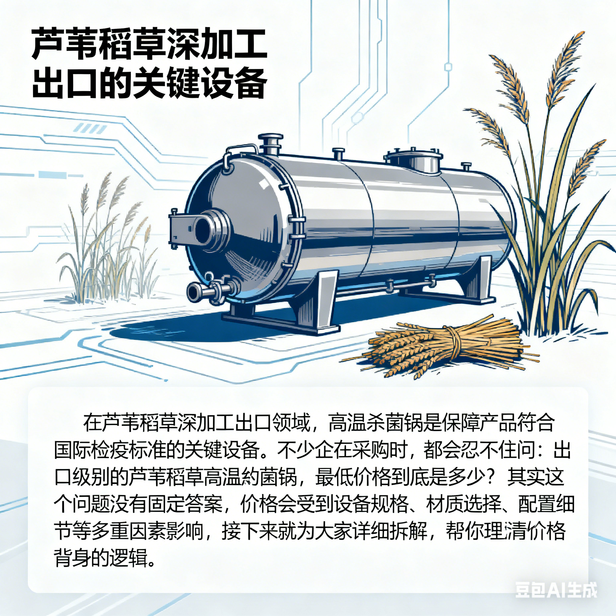 出口芦苇稻草高温杀菌锅，较低价格多少？(1)